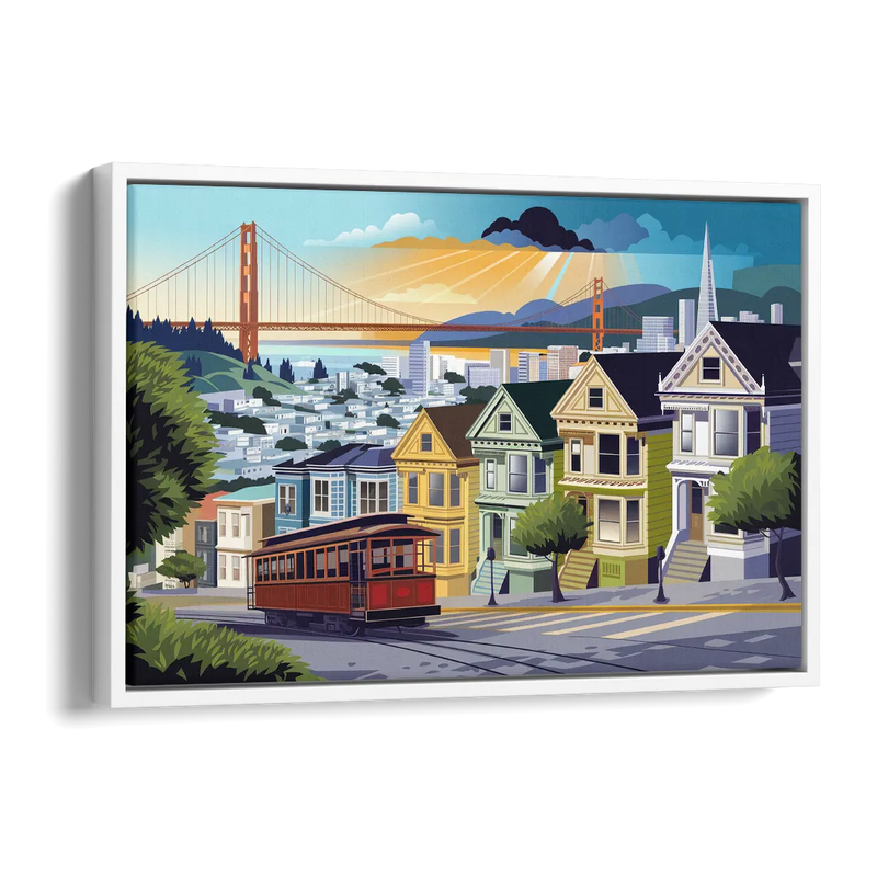 San Francisco Urban Landscape Side - White Canvas Wall Art