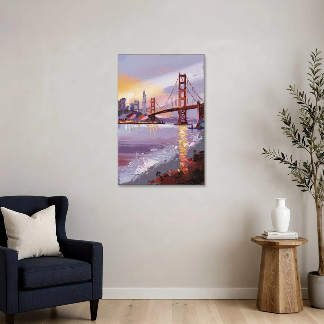 San Francisco Waterfront View Bay - Canvas Wall Art - Sofa - 24x36