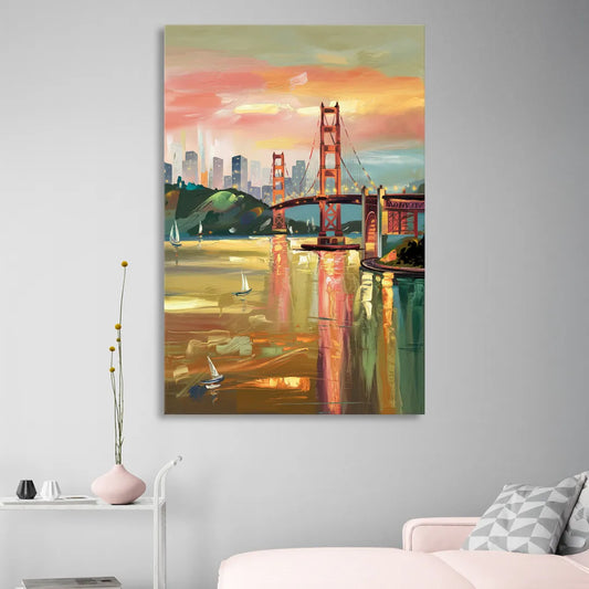 San Francisco Waterfront View Living Room - Canvas Wall Art