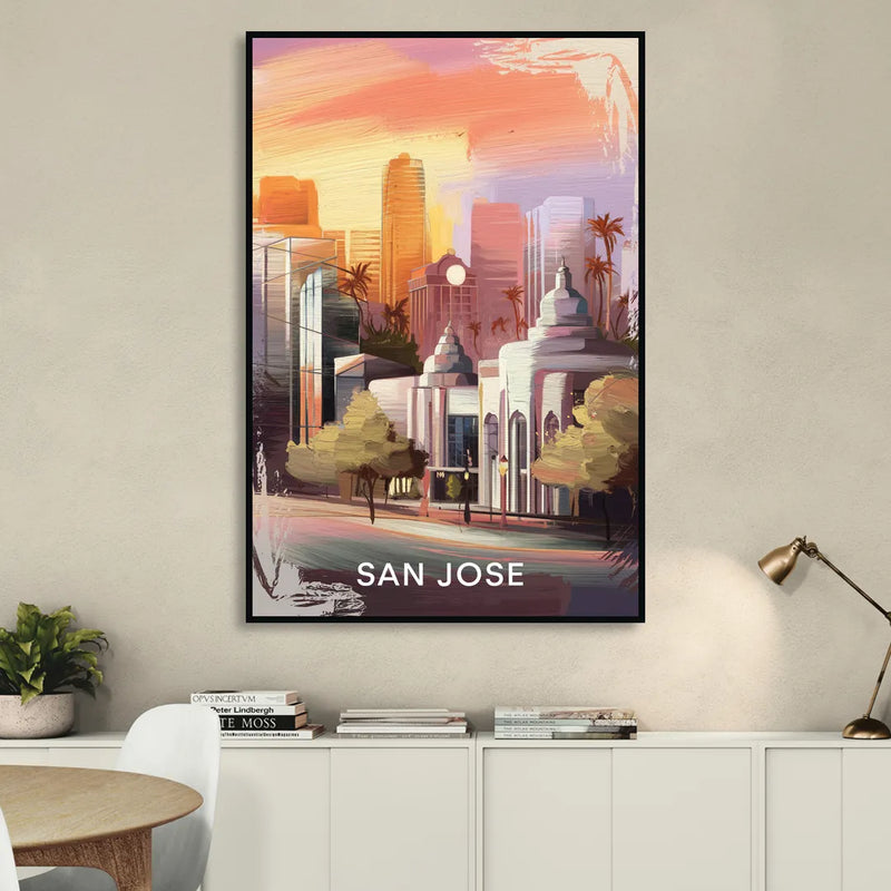 San Jose Architectural Beauty Living Room - Black Canvas Wall Art