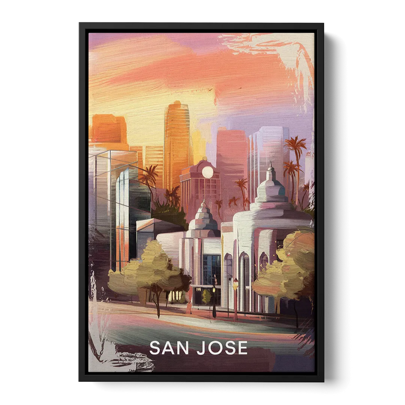 San Jose Architectural Beauty Front - Black Canvas Wall Art