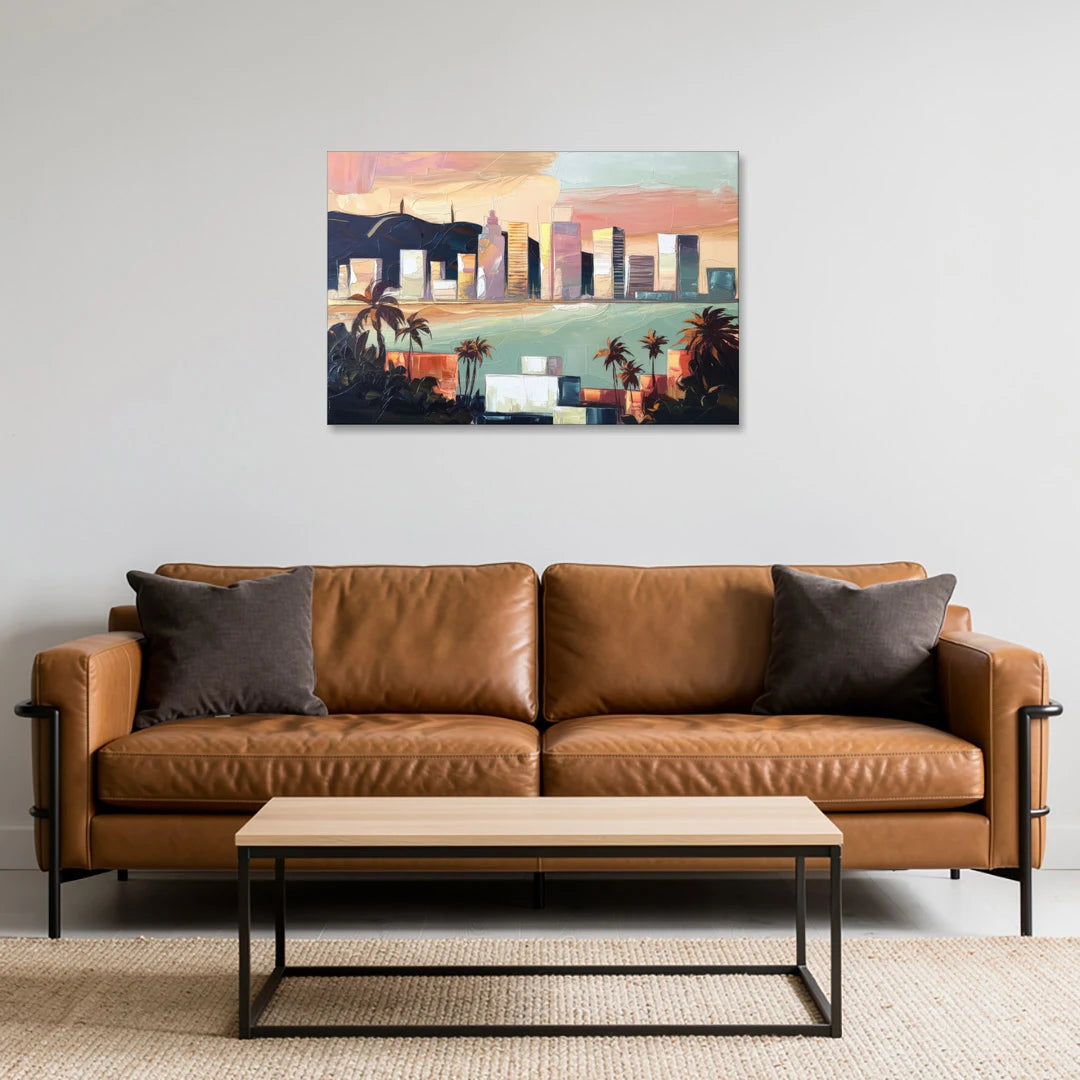 San Jose Downtown Skyline - Canvas Wall Art - Sofa - 36x24