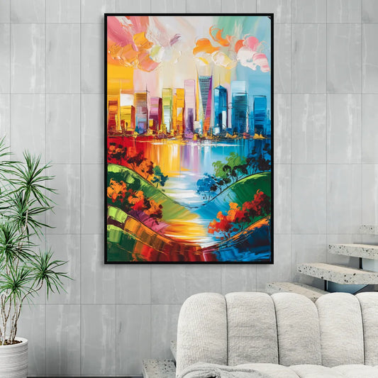 San Jose Nature and Cityscape Living Room - Black Canvas Wall Art