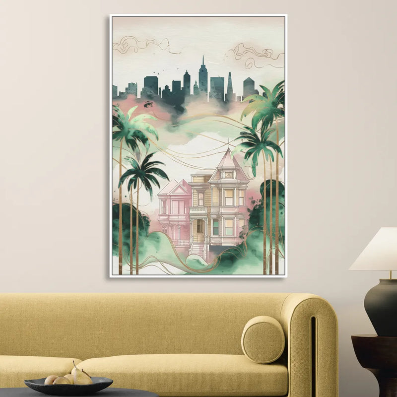 San Jose Urban Charm Sitting Room - White Canvas Wall Art
