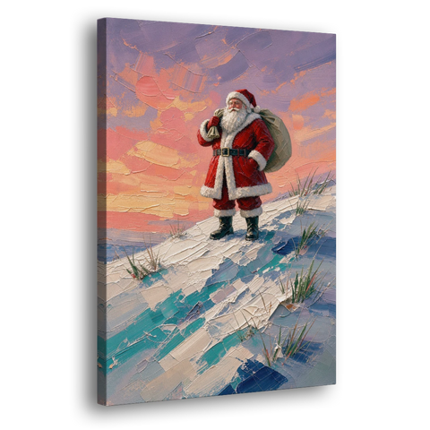 Santa Canvas on the Sunset Hill - Canvas Wall Art