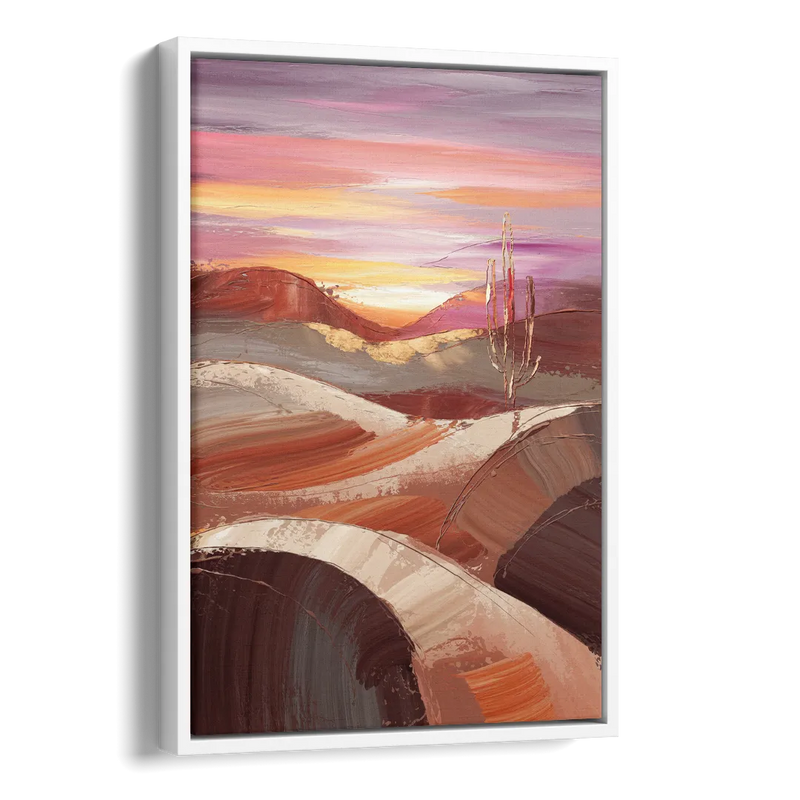 Santa Fe Desert Sunrise Side - White Canvas Wall Art