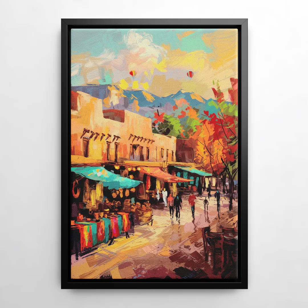 Santa Fe Historic Plaza - Black Frame Canvas