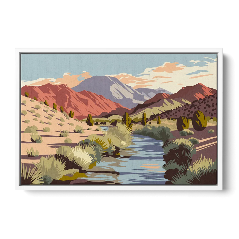 Santa Fe Mountain View Front - White Canvas Wall Art