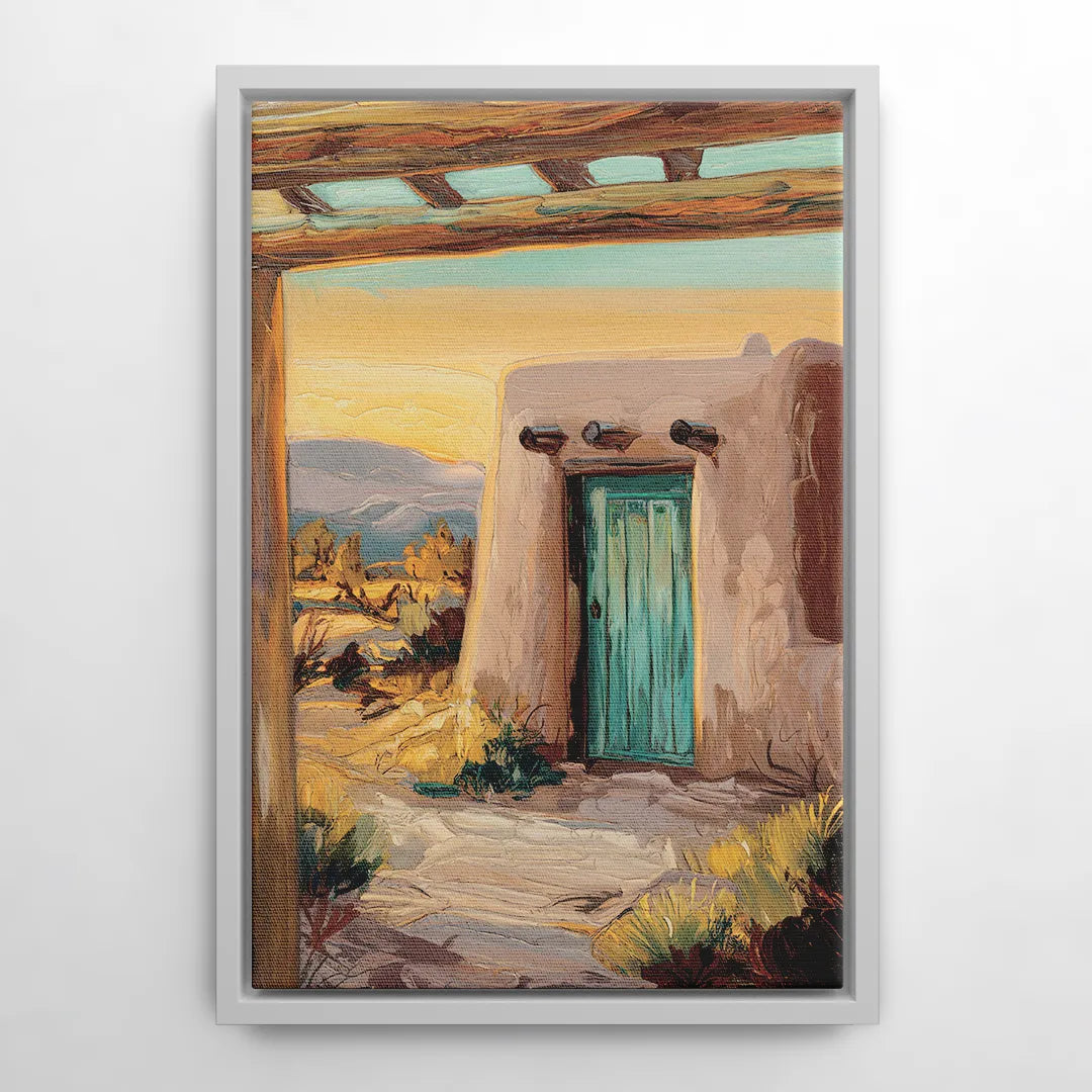 Santa Fe Pueblo Style - White Frame Canvas