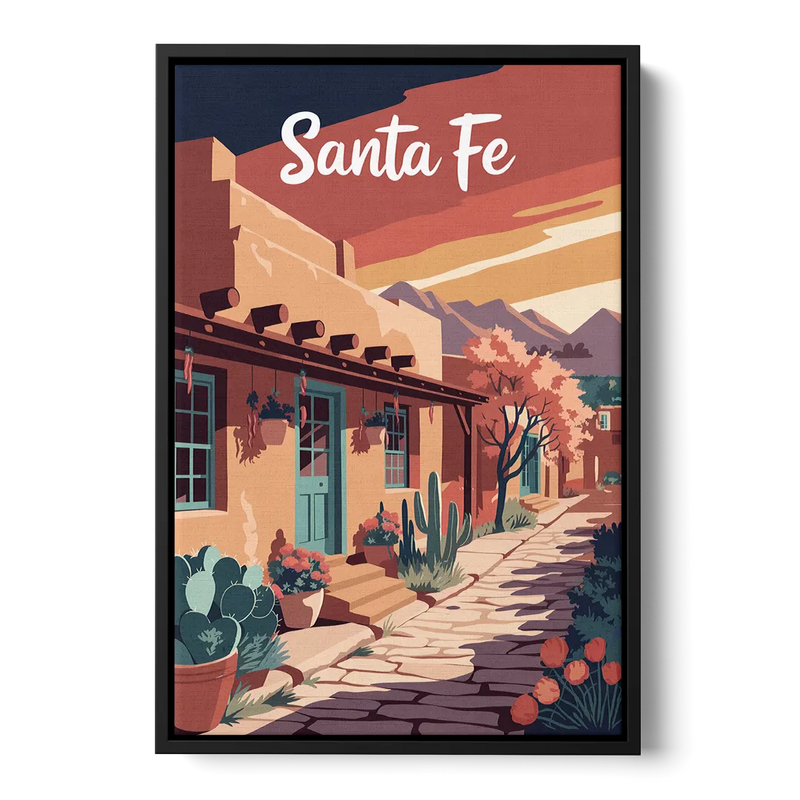 Santa Fe Southwest Charm Front - Black Canvas Wall Art