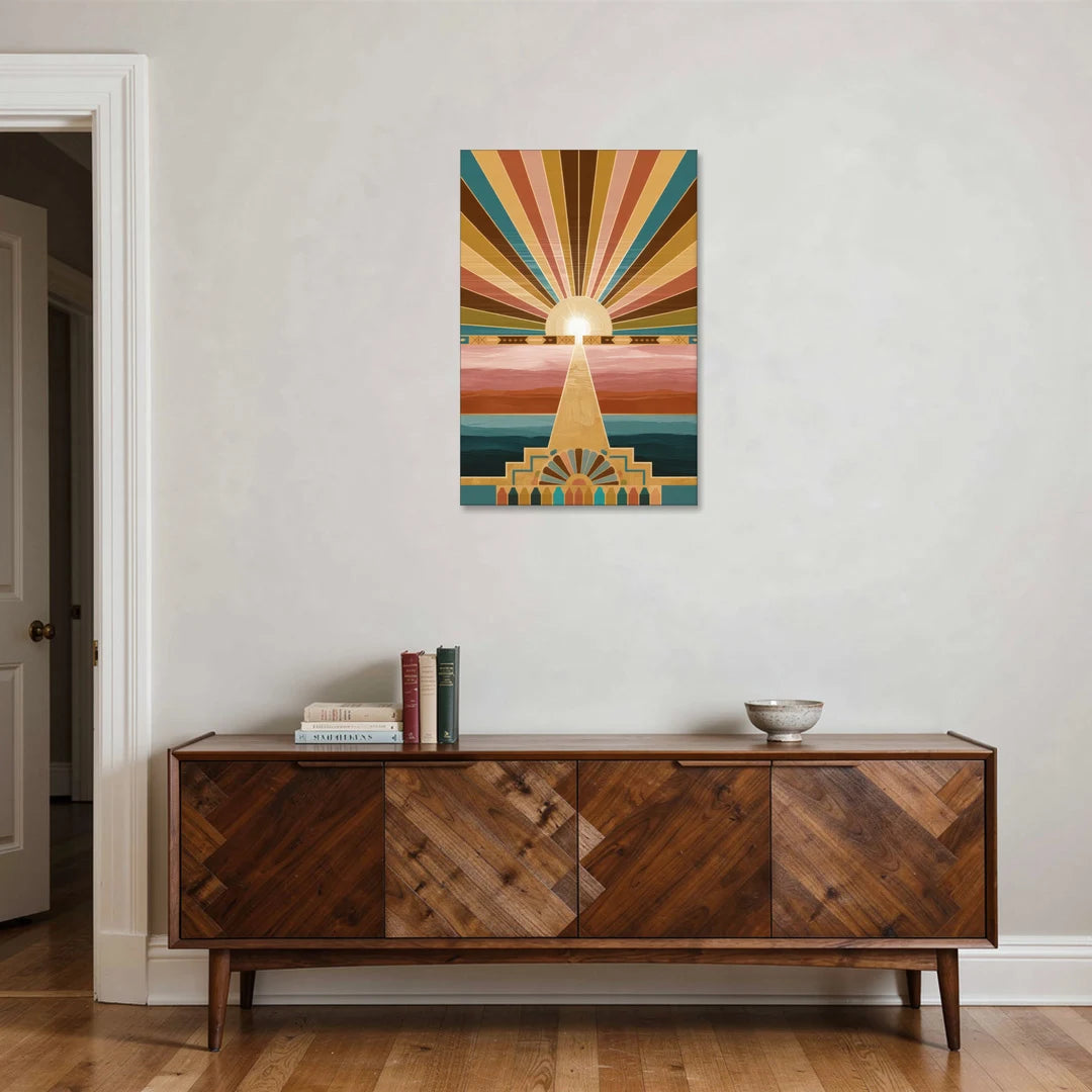 Santa Fe Sunburst Design - Canvas Wall Art - Coffee Table - 24x36