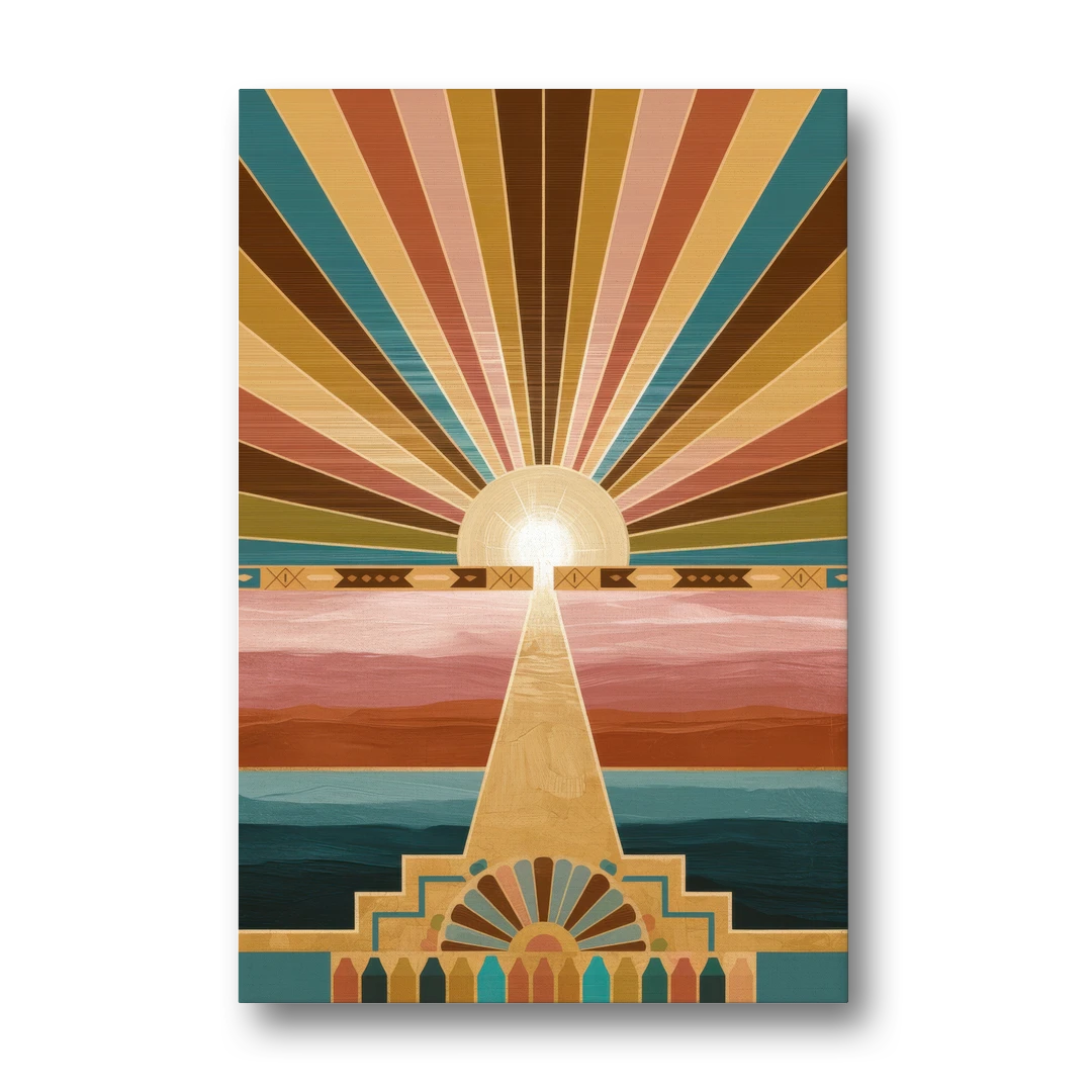 Santa Fe Sunburst Design - Canvas Wall Art - Front