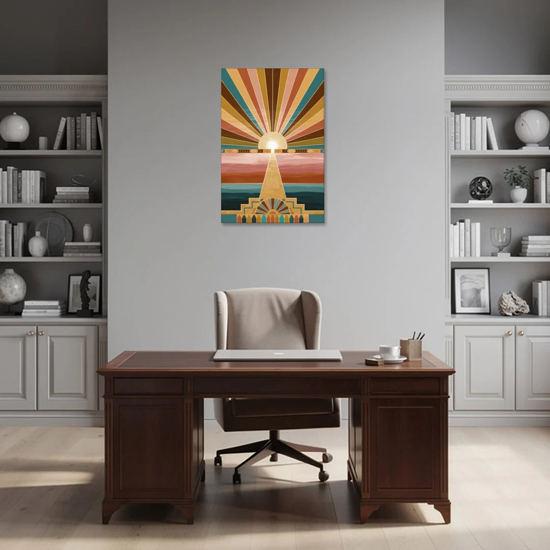 Santa Fe Sunburst Design - Canvas Wall Art - Office - 24x36