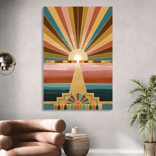 Santa Fe Sunburst Design Living Room - Canvas Wall Art