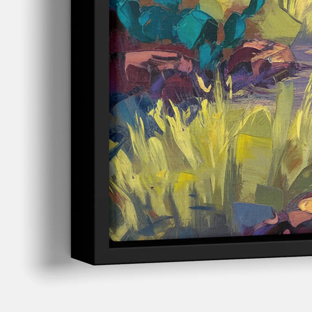 Santa Fe Sunlit Horizon - Close-Up Black Frame Canvas