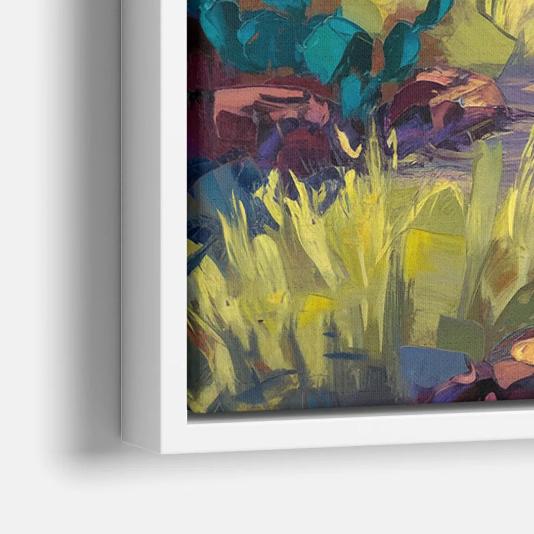 Santa Fe Sunlit Horizon - Close-Up White Frame Canvas