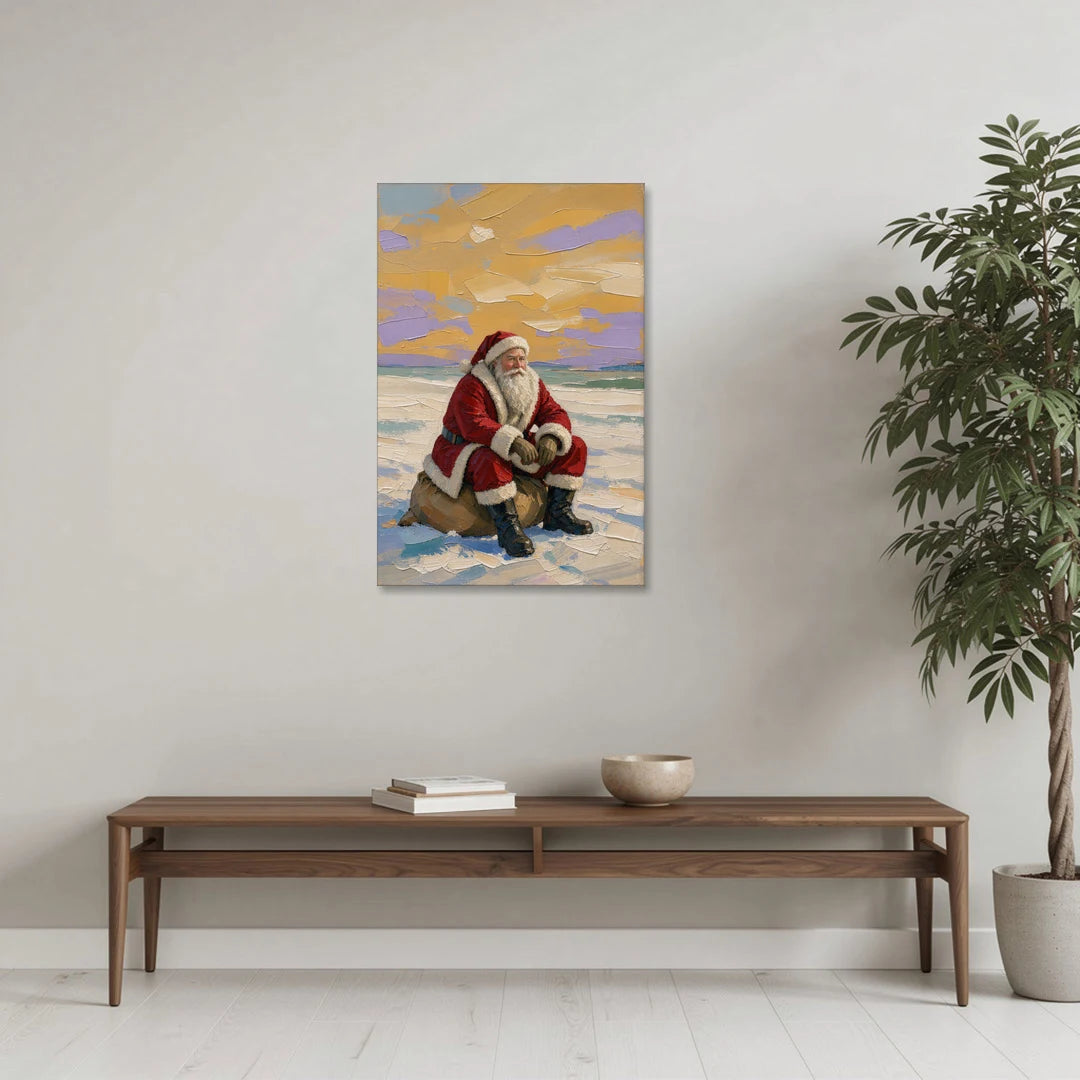 Santa Resting on His Sack - Canvas Wall Art - Coffee Table - 24x36