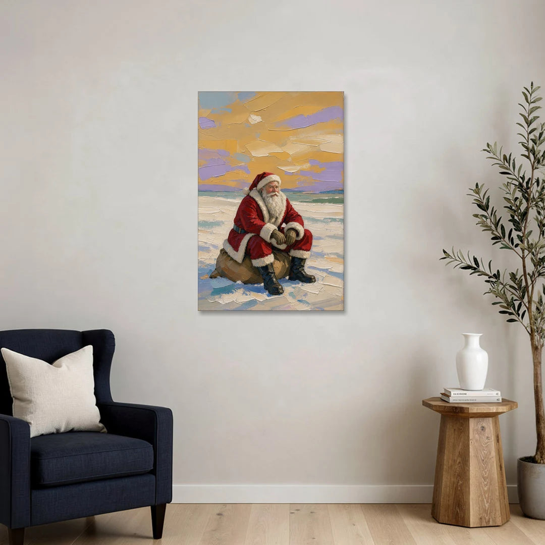 Santa Resting on His Sack - Canvas Wall Art - Sofa - 24x36