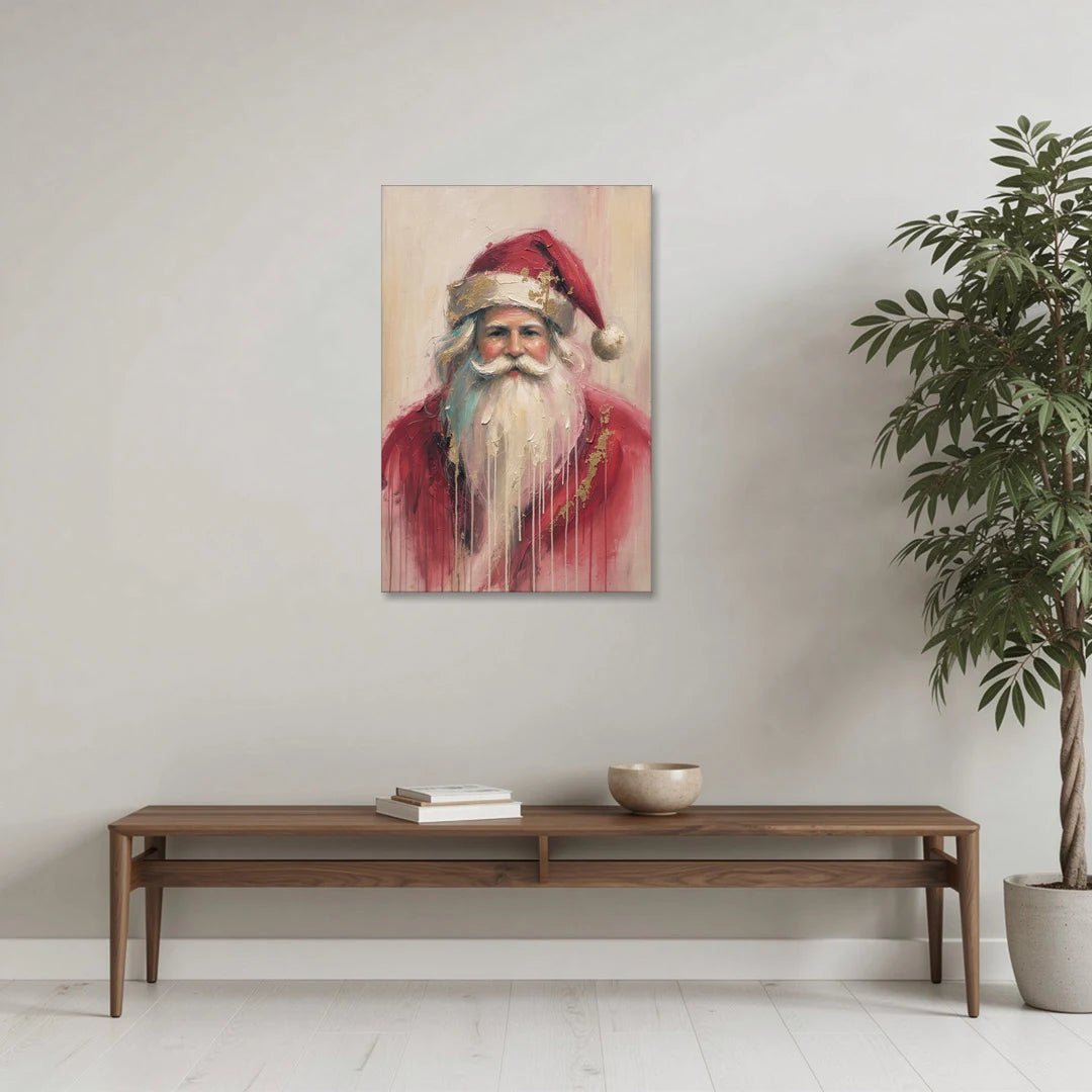 Santa in Gold Drips - Canvas Wall Art - Coffee Table - 24x36