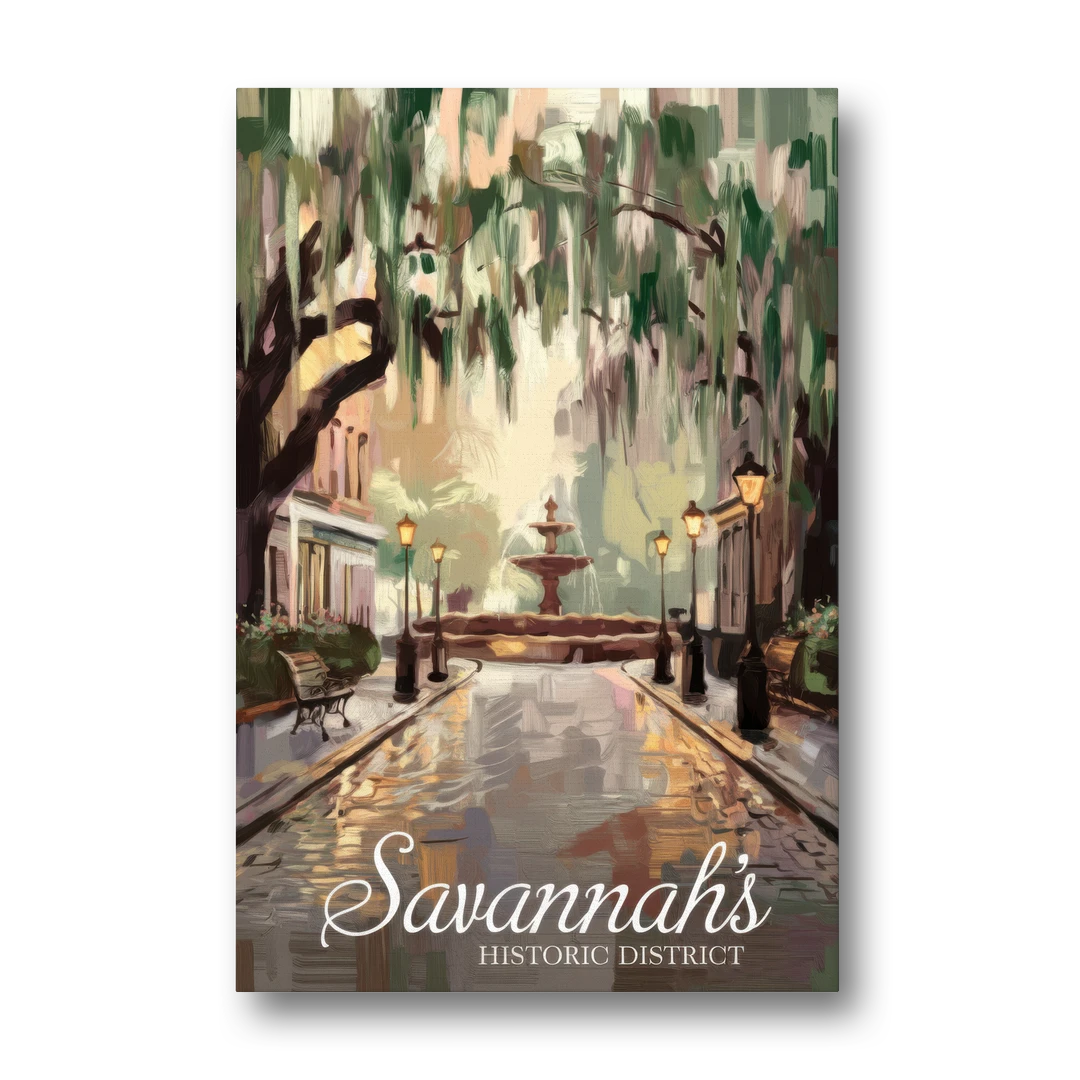 Savannah Historic District Charm - Canvas Wall Art - Front