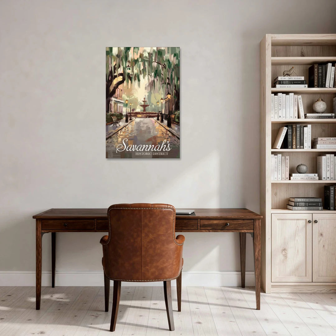 Savannah Historic District Charm - Canvas Wall Art - Office - 24x36