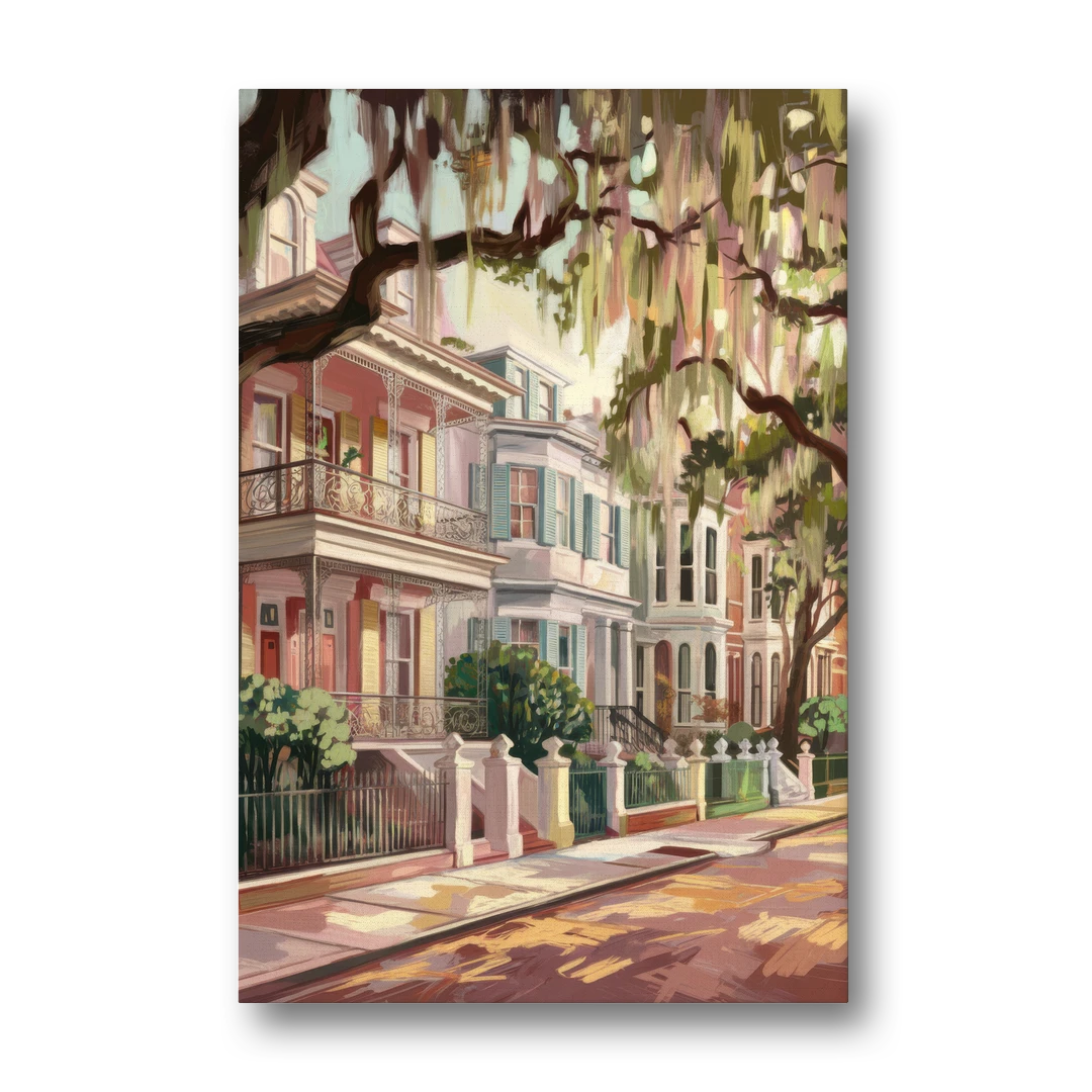 Savannah Historic Homes - Canvas Wall Art - Front