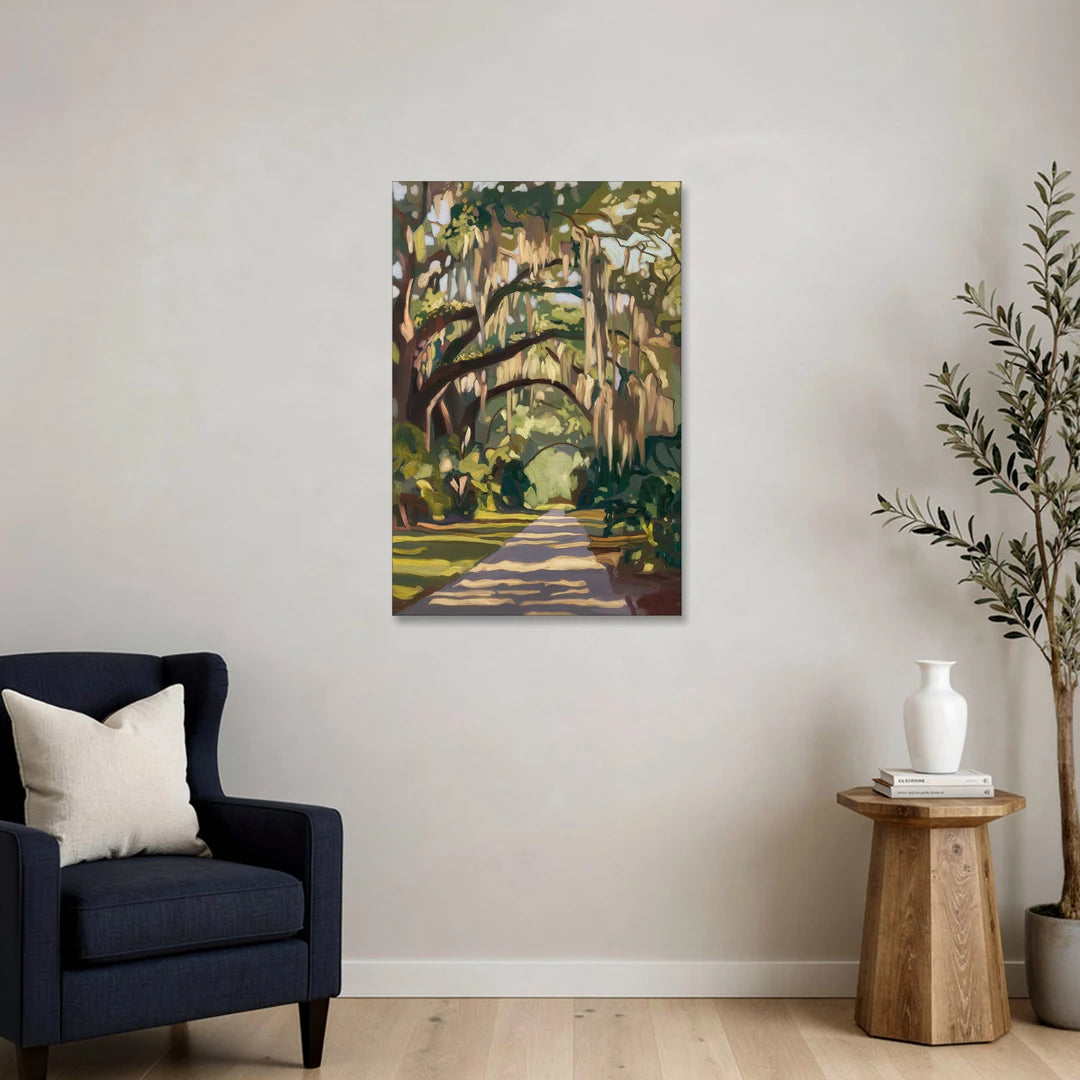 Savannah Oak Trees and Moss - Canvas Wall Art - Sofa - 24x36