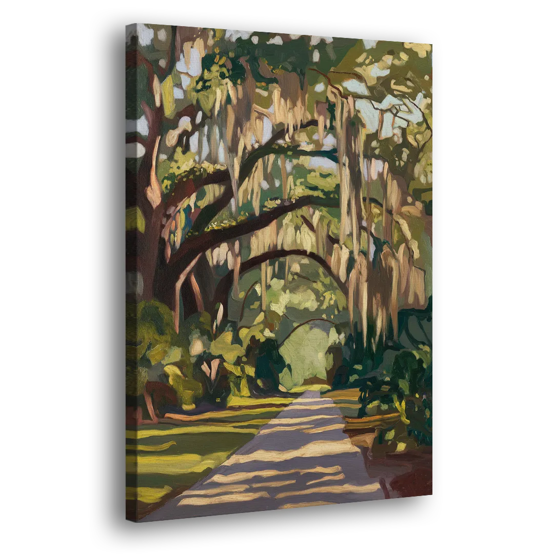 Savannah Oak Trees and Moss Side - Canvas Wall Art