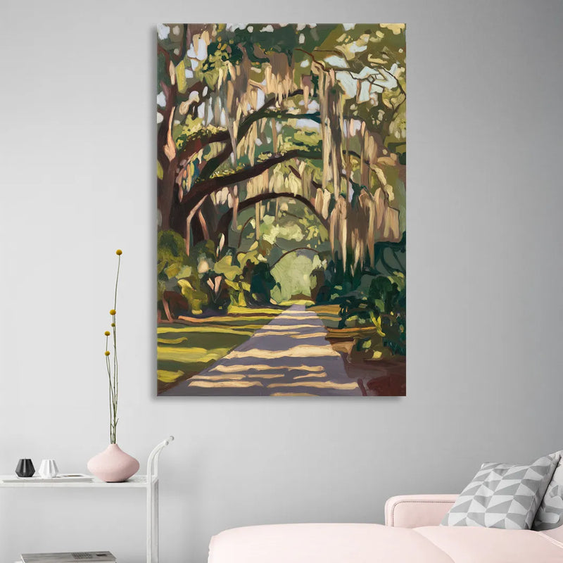 Savannah Oak Trees and Moss Living Room - Canvas Wall Art