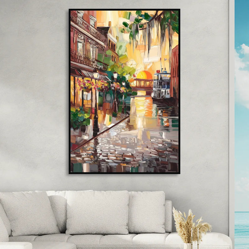Savannah River Street Vibes Sitting Room - Black Canvas Wall Art