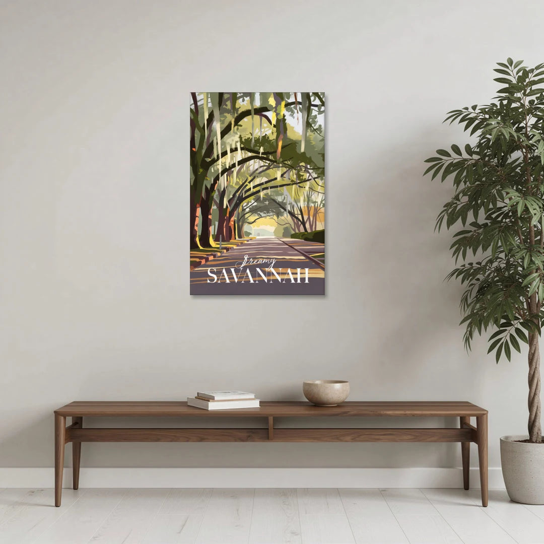 Savannah Spanish Moss Streets - Canvas Wall Art - Coffee Table - 24x36
