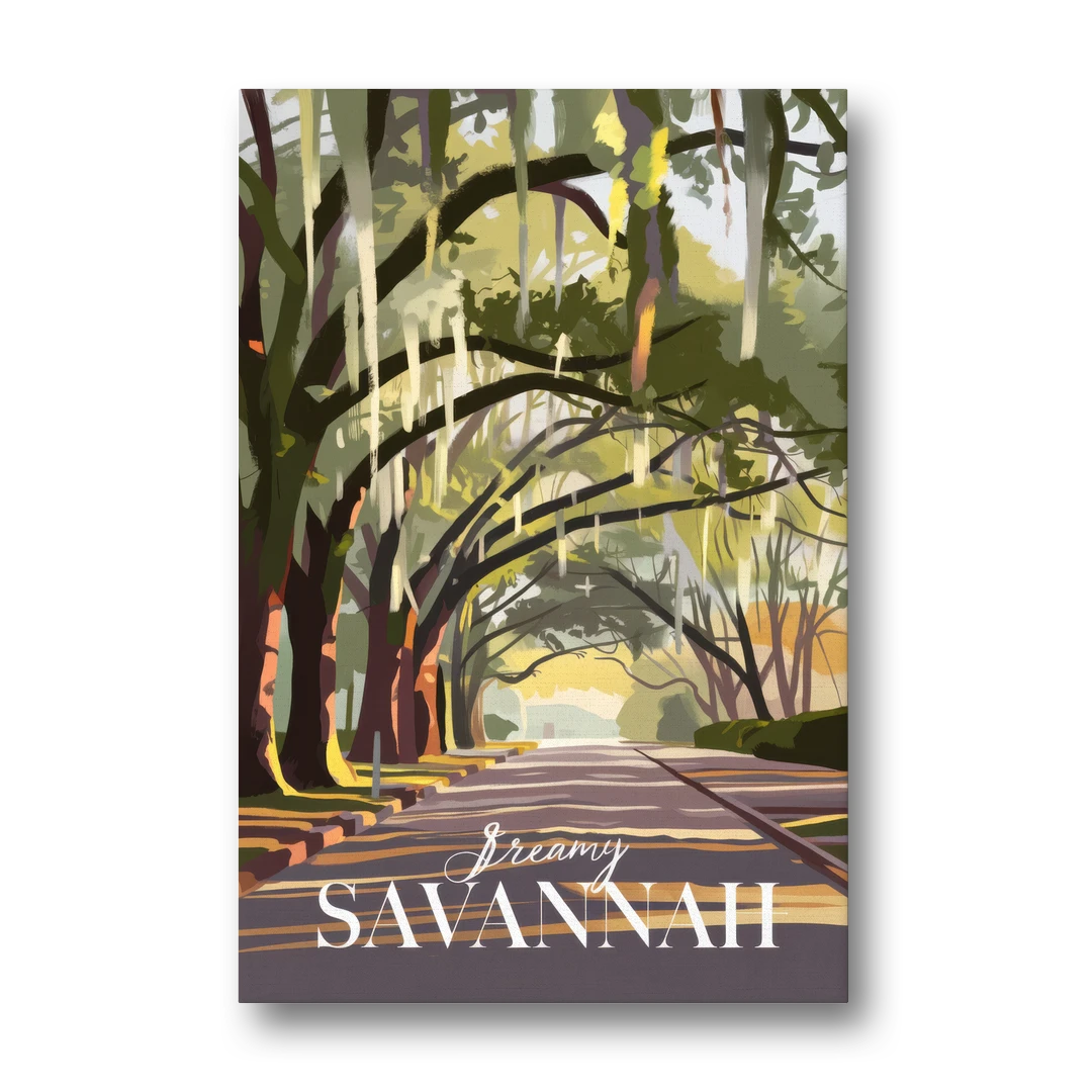 Savannah Spanish Moss Streets - Canvas Wall Art - Front