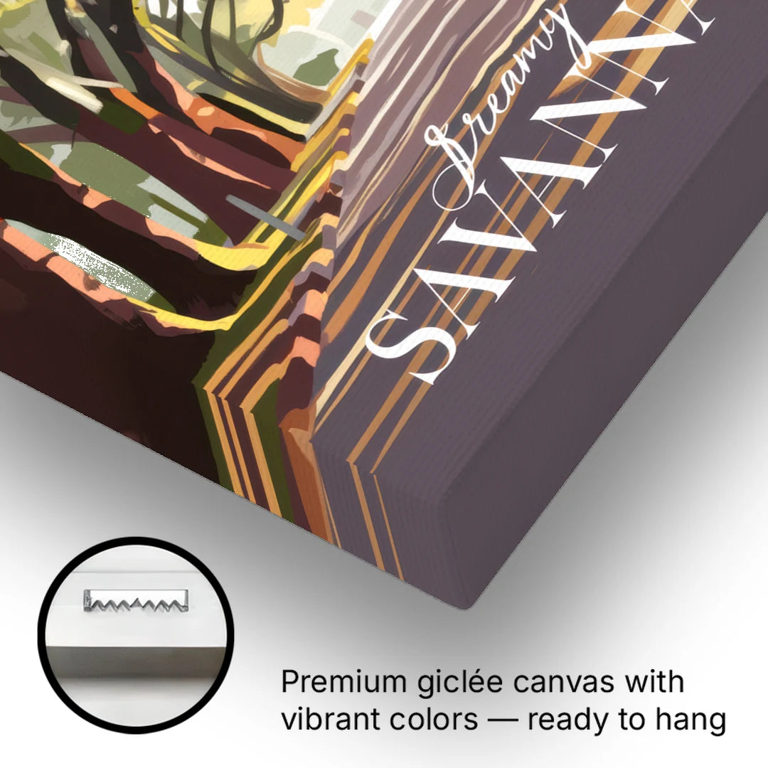 Savannah Spanish Moss Streets - Canvas Wall Art - Gallery Wrap Corner