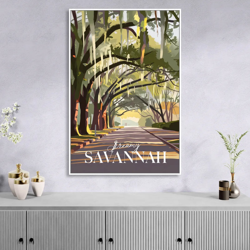 Savannah Spanish Moss Streets Sitting Room - White Canvas Wall Art