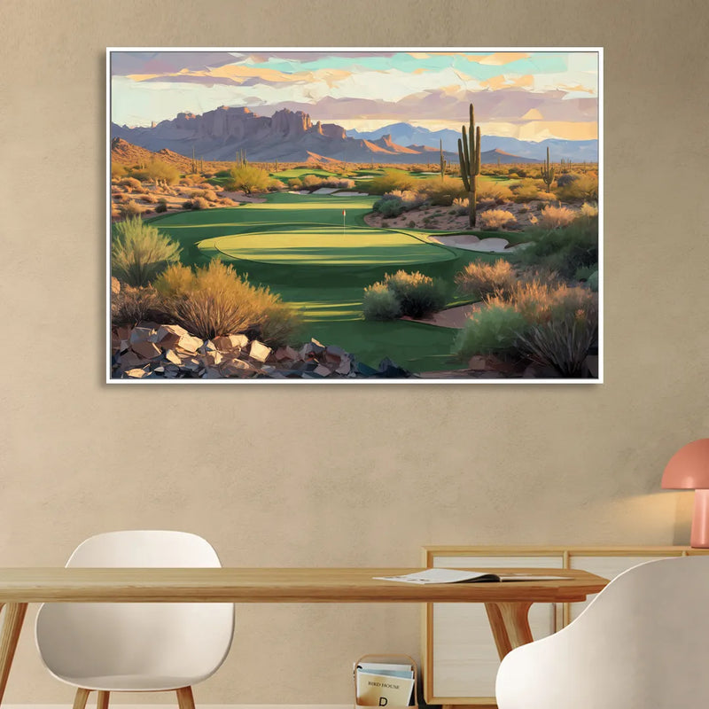Scottsdale Golf Paradise Sitting Room - White Canvas Wall Art