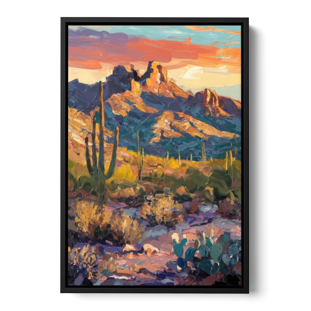 Scottsdale Mountain Views - Black Framed Canvas Wall Art - Front