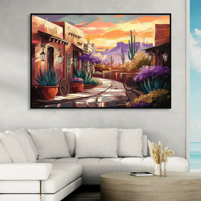 Scottsdale Old Town Charm Living Room - Black Canvas Wall Art
