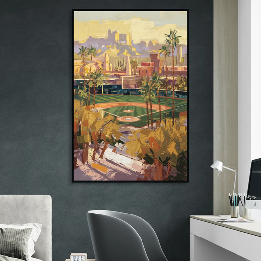 Scottsdale Spring Training Scene Living Room - Black Canvas Wall Art