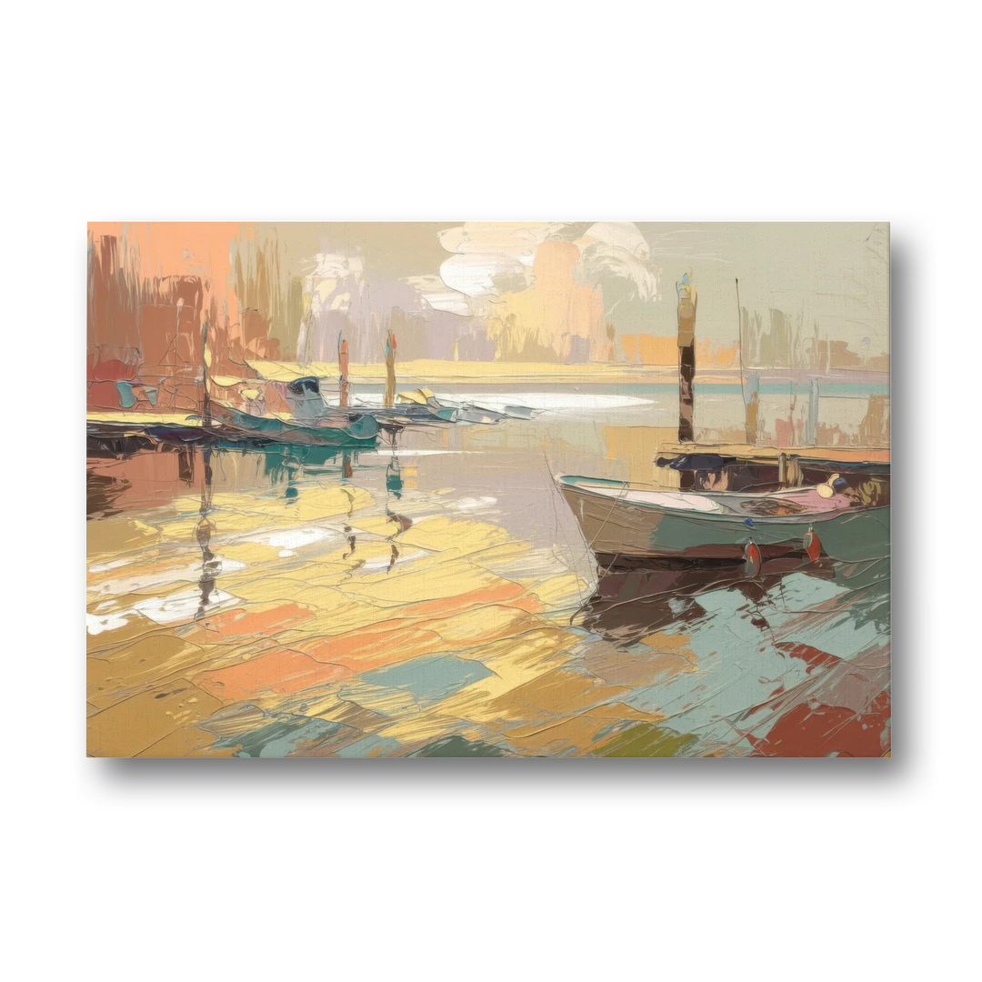 Seaside Harbor Reflections - Canvas Wall Art - Front