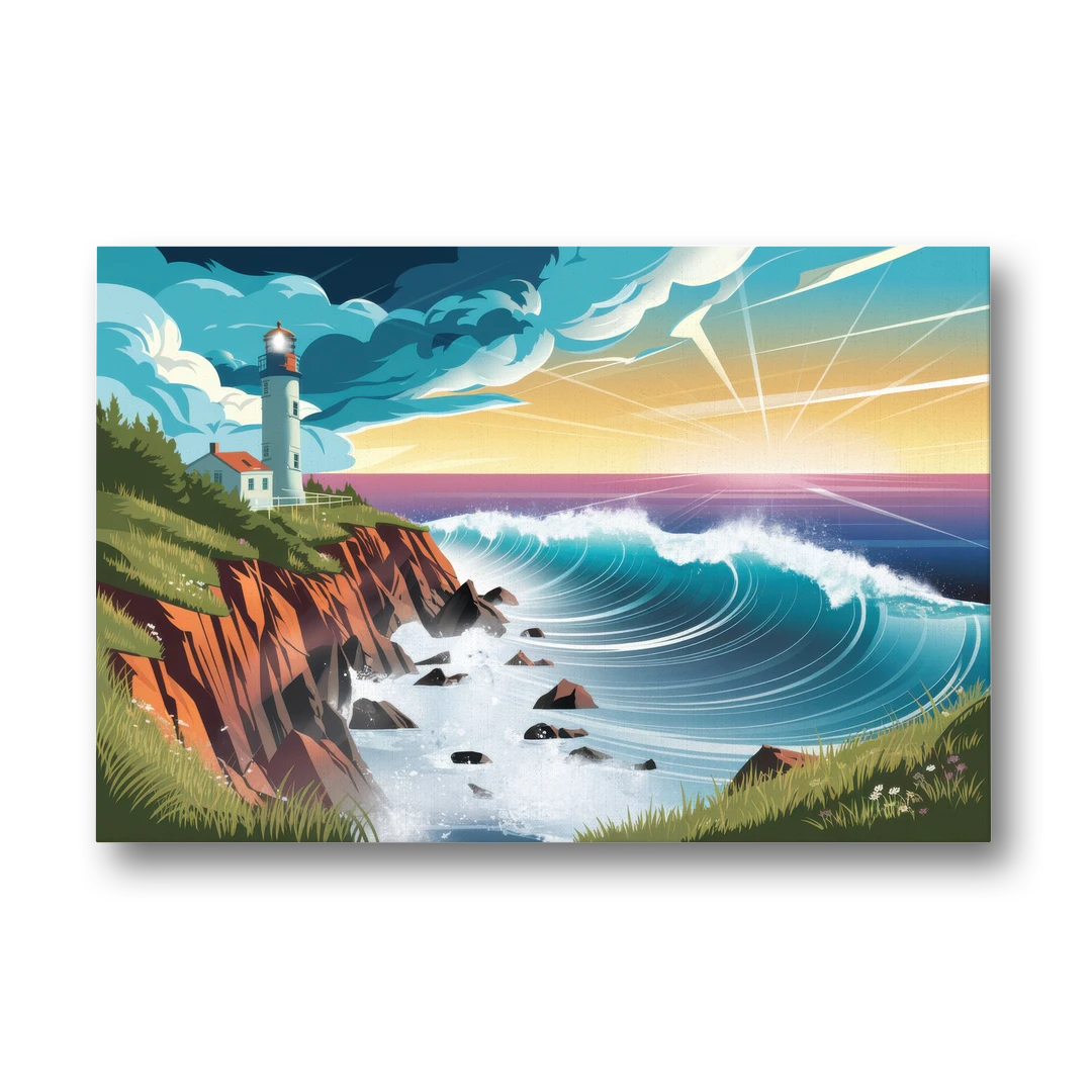 Seaside Lighthouse View - Canvas Wall Art - Front