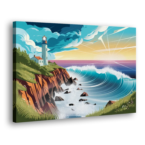 Seaside Lighthouse View - Canvas Wall Art