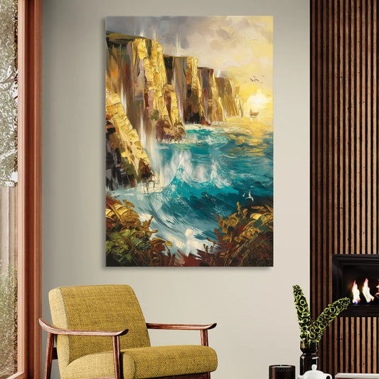 Seaside Rocky Cliffs Living Room - Canvas Wall Art
