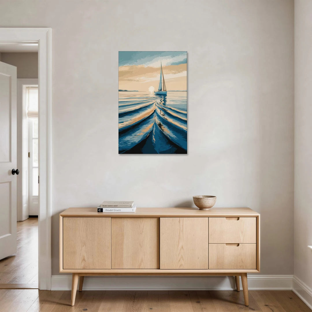 Seaside Sailboat Horizon - Canvas Wall Art - Coffee Table - 24x36