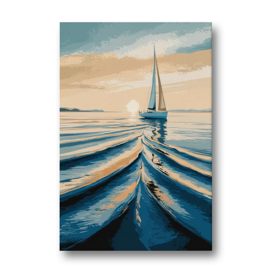 Seaside Sailboat Horizon - Canvas Wall Art - Front