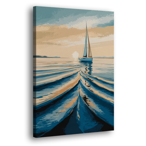 Seaside Sailboat Horizon - Canvas Wall Art