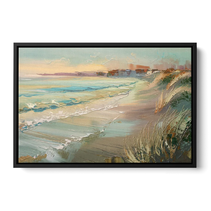 Seaside Shoreline Escape Front - Black Canvas Wall Art