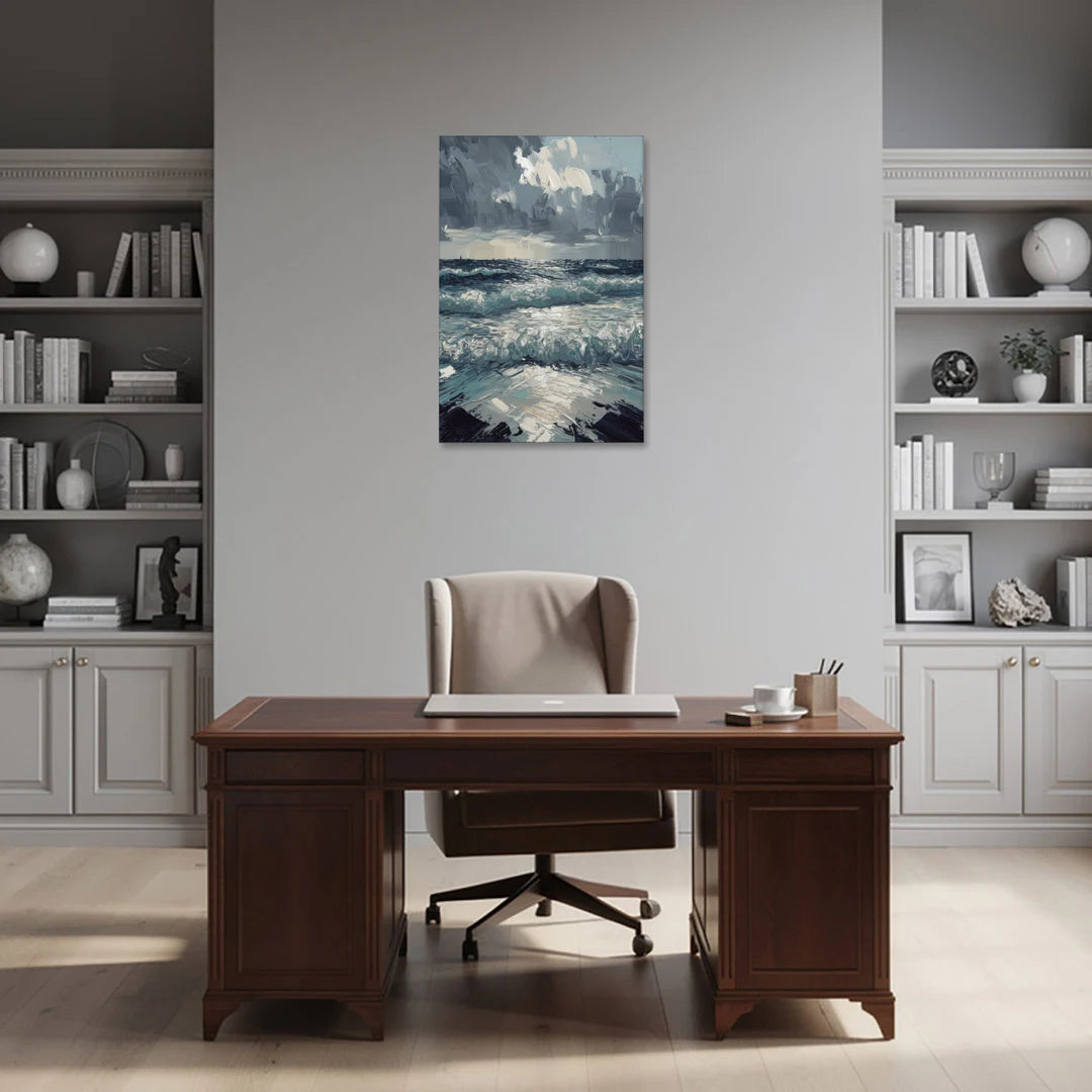 Seaside Stormy Skies - Canvas Wall Art - Office - 24x36