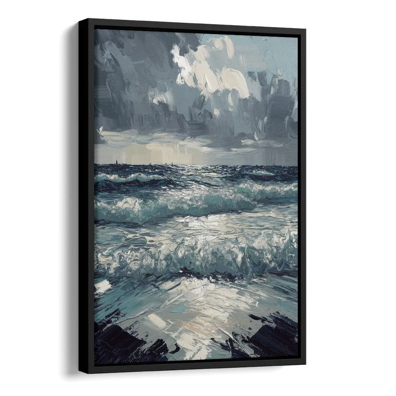 Seaside Stormy Skies Side - Black Canvas Wall Art