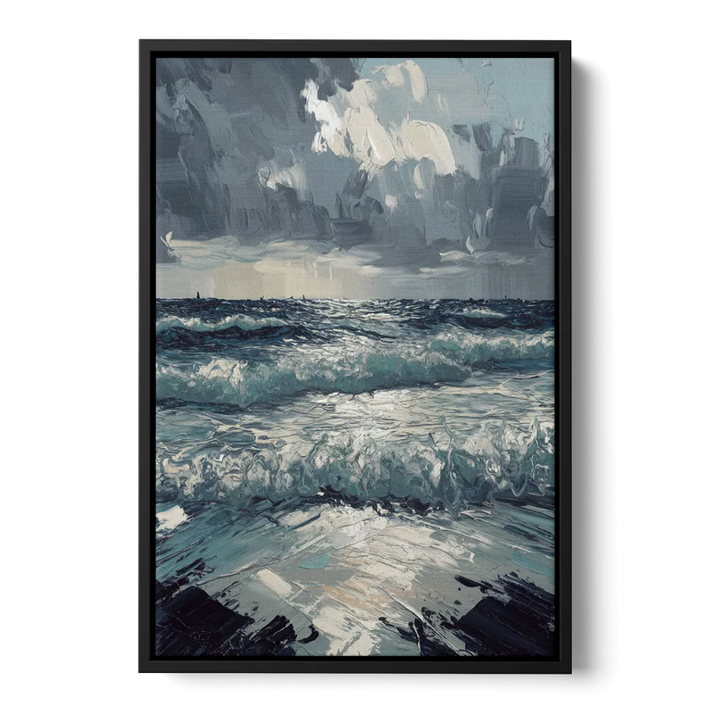 Seaside Stormy Skies Front - Black Canvas Wall Art