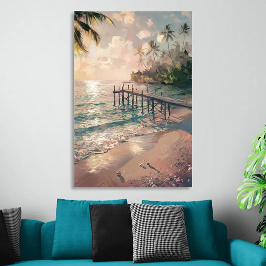 Seaside Tranquil Waters Living Room - Canvas Wall Art